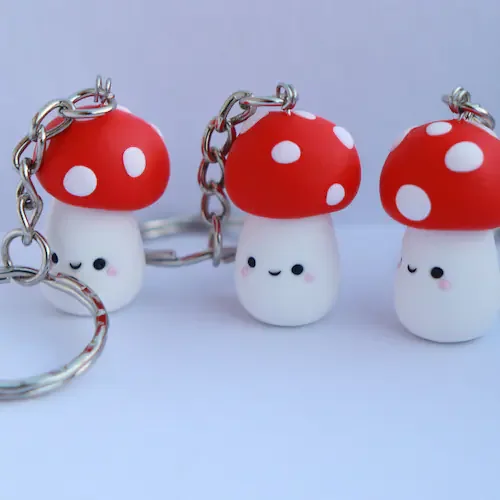 Factory Direct High Quality Kawaii Keychains ONE Kawaii Marshmallow Polymer Clay Keychain With Custom Logo