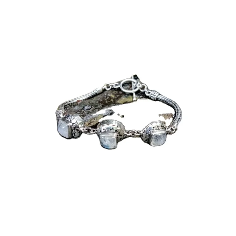 NY-CHB024-Silver Chain Bracelet With Gemstones Perfect Gift For Women Moonstone Sterling Silver Bracelet