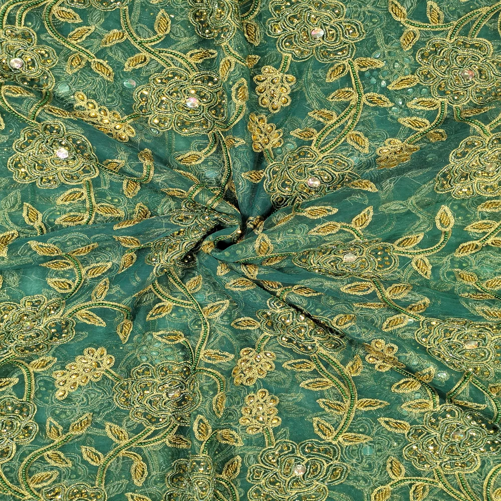 Best Wedding Bridal Dress Fabric High Quality Beaded lace 5Yards Embroidery Luxury French Tulle Mesh Lace Fabric For Women