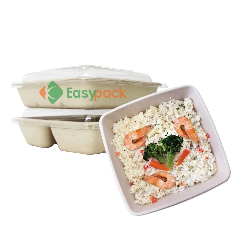 1000 ml disposable biodegradable japanese lunch bento box with 3 compartments