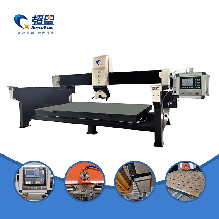 5 axis cnc bridge saw stone cutting machine for granite marble edge grinding milling machine
