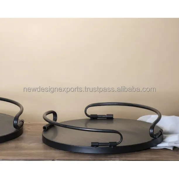 PREMIUM QUALITY Metal 14 inch Round Decorative Tray, Small