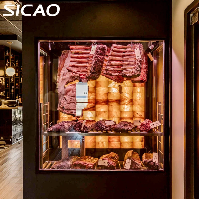 SICAO Custom Dry Aging Aged Cooler Refrigerator Fridge Glass Beef Meat Dry Dri Ager Cabinet Freezers Fro Smart air-dried meat
