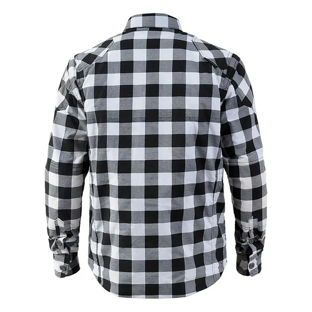 Motorcycle Flannel Shirt for Biker Men - CE Armor Protection with Multiple Pockets