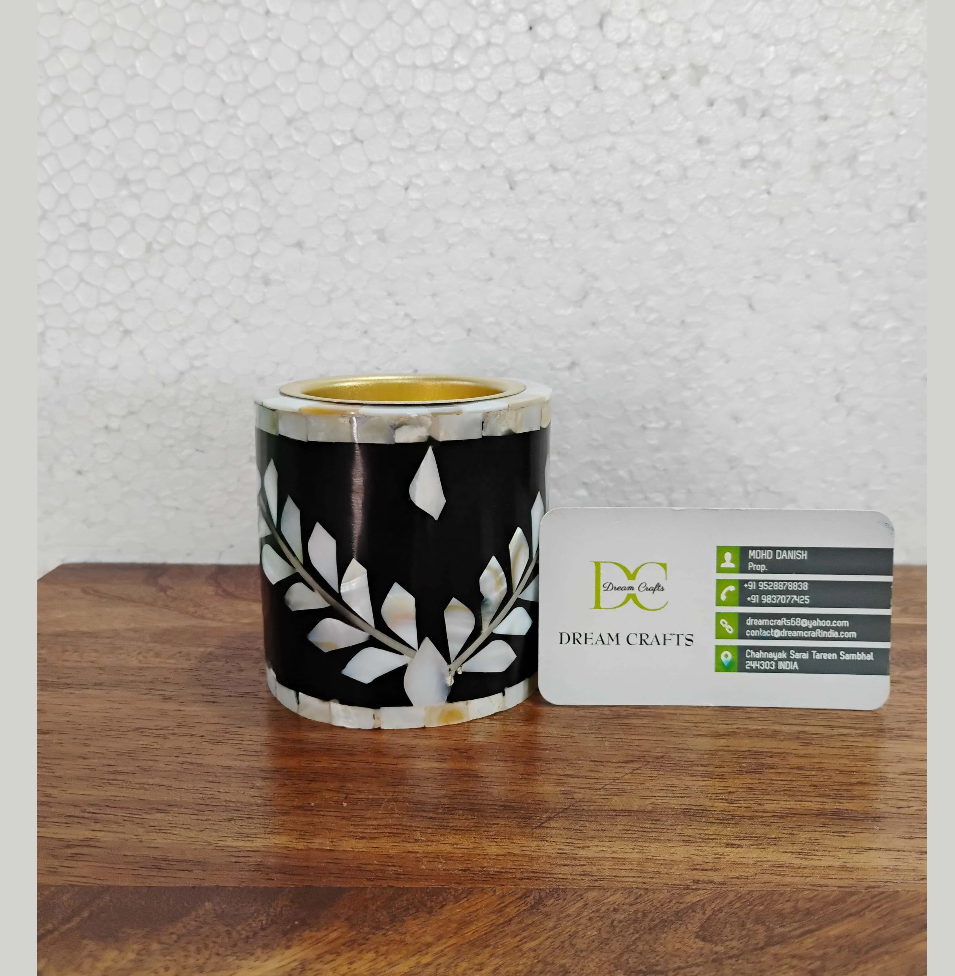 Bone Inlay and Wood  Bakhoor Burner Round and Small Size Candle Holder With Brass For Home Decor Luxurious Look flower vase