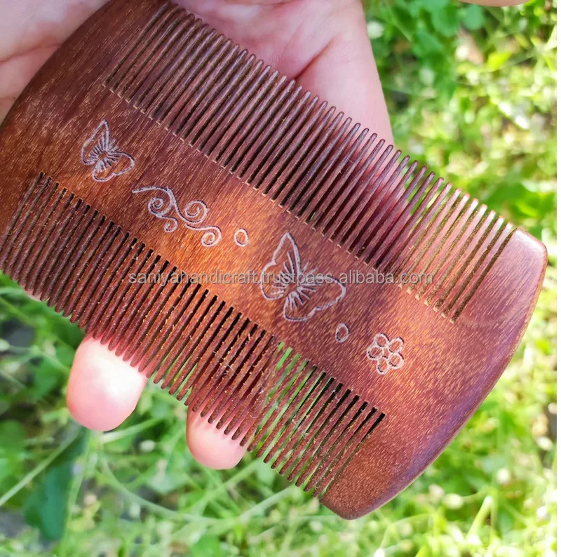 Factory Supply Luxury Acacia Wood Hair Comb Double Side Wholesale Home Salon Use Export Quality Natural Hair Straightener Comb