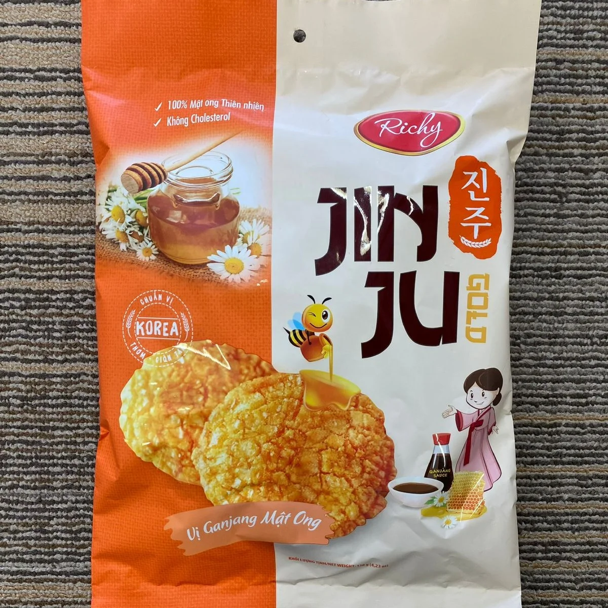 Хороший вкусный рисовый крекер Richy мед в Корейском стиле из Вьетнама с сумкой 120 г