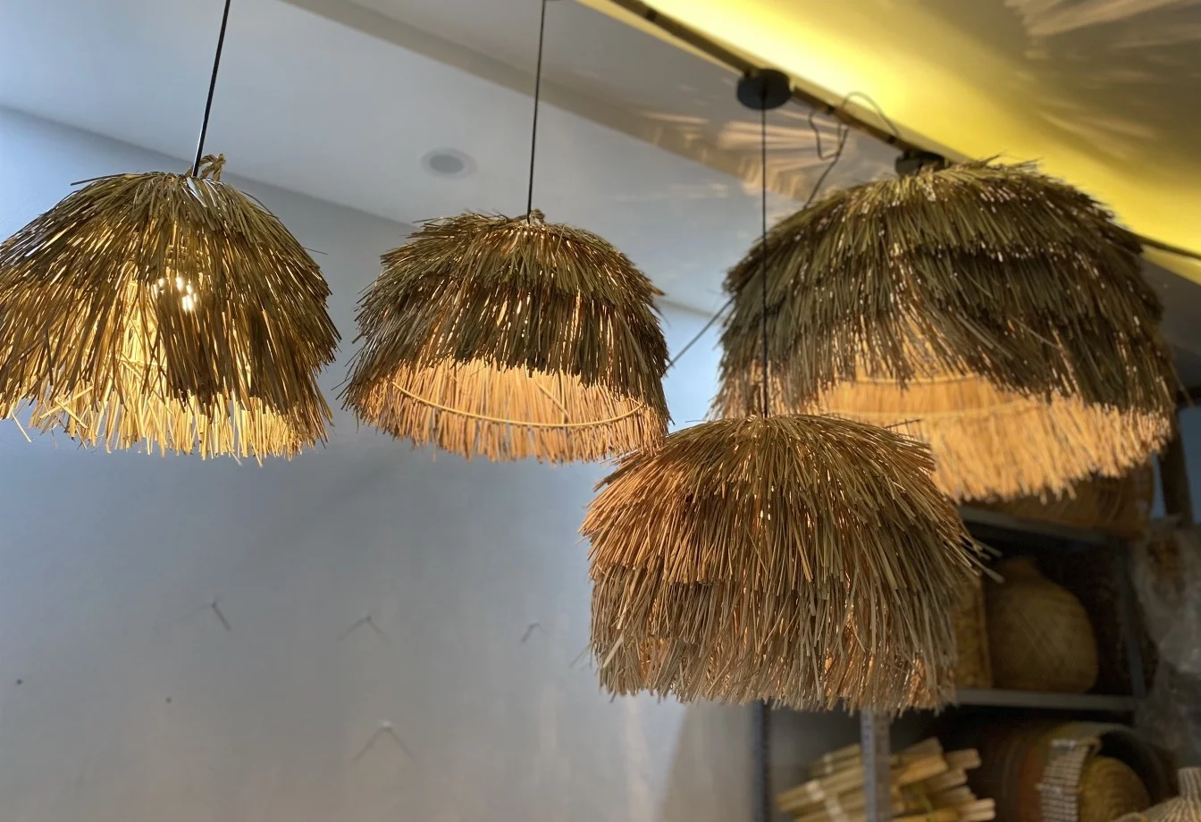 Eco friendly seagrass lamp high quality  boho lampshade boho pendant light seagrass raw material for decorations from Vietnam