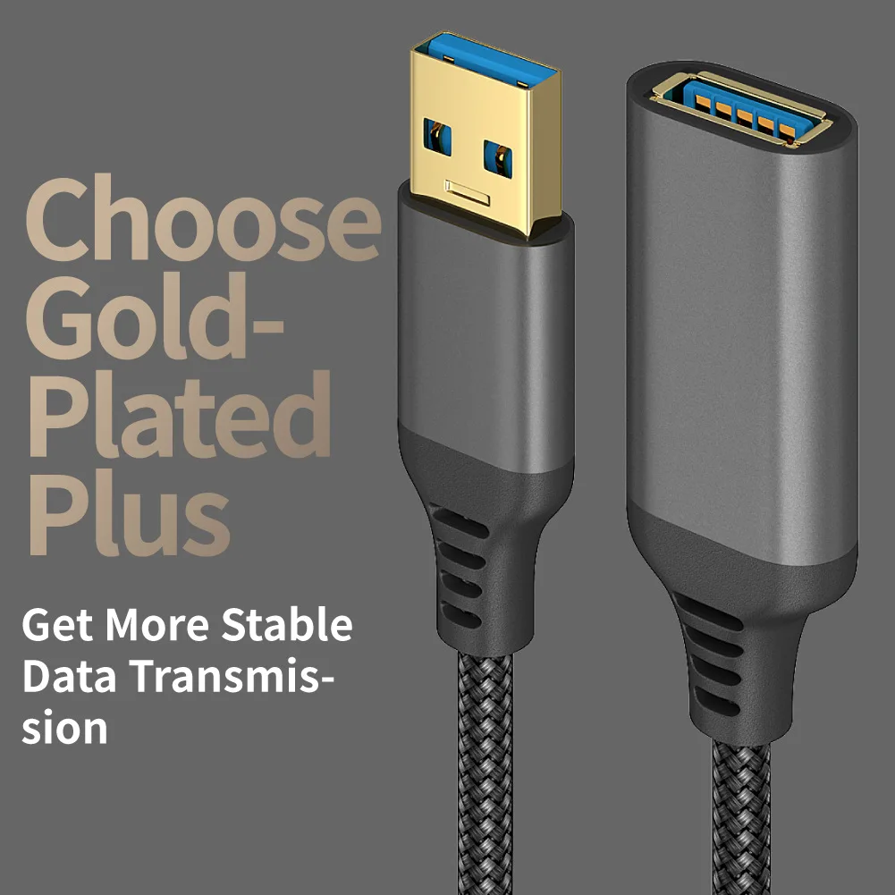 USB Extender Cord  Factory custom USB 3.0 Extension Cable with 5gbps Data Transfer for computer HDD camera printer
