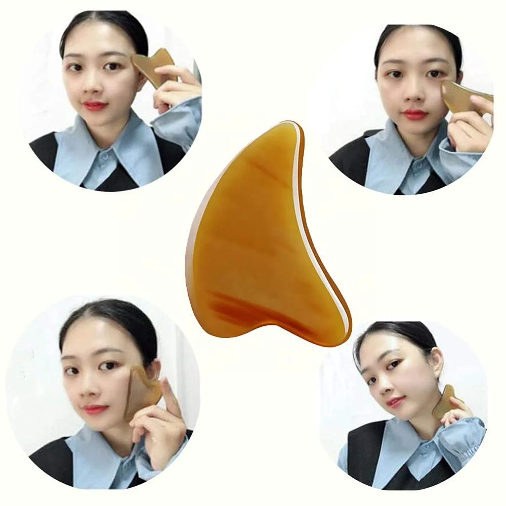 Buffalo Horn Plate Gua Sha Scraping Massage Tool Therapy Massage Stones Anti Aging Anti Wrinkle for Women By United Trade World