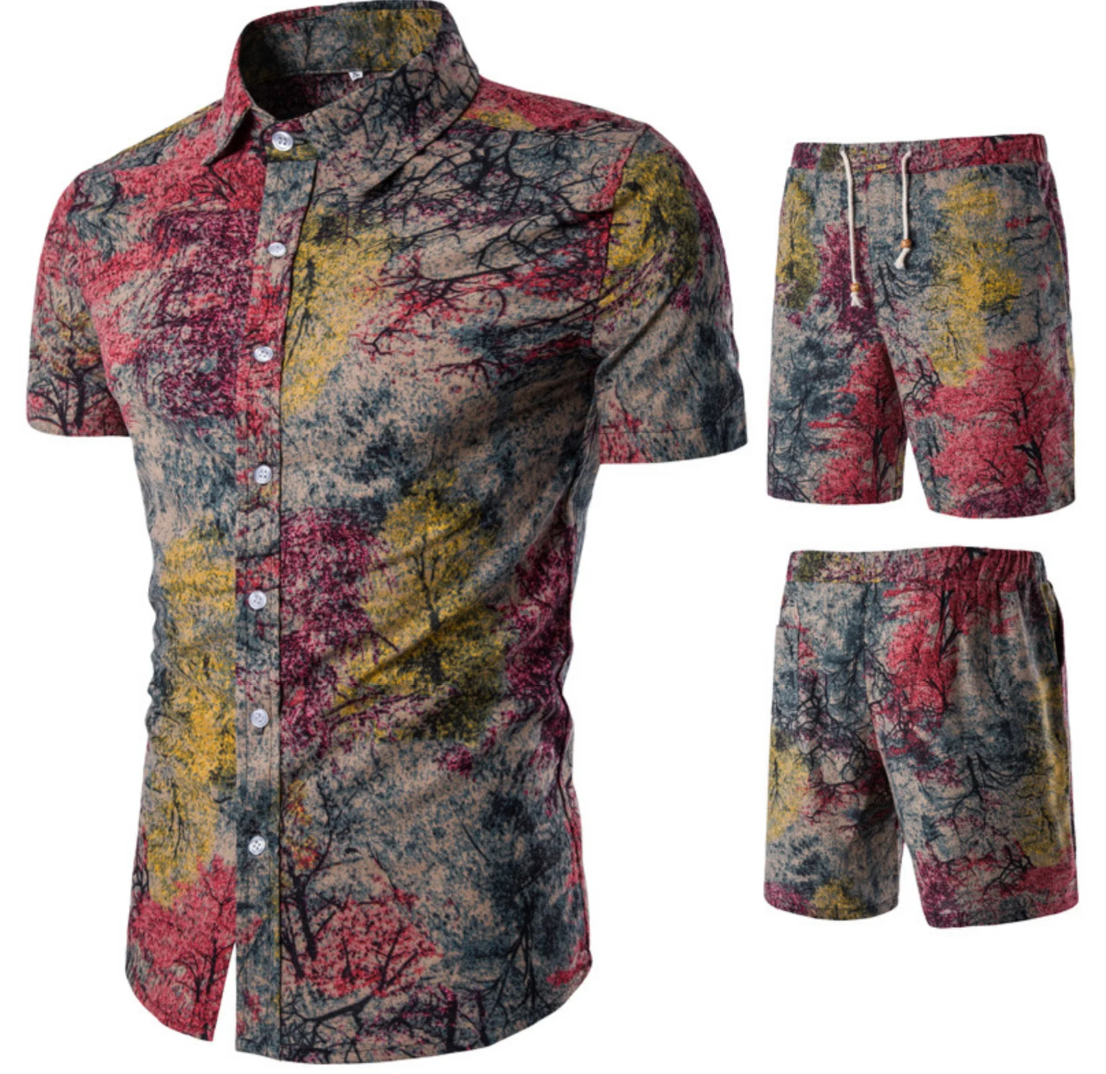 High Quality Wholesale summer sublimation beach shorts custom all over printed floral men hawaiian shirts