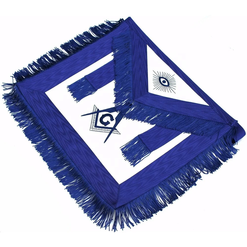 Masonic Blue Lodge hand embroidered  Master mason apron with square and compass G in the middle of the logo with best quality