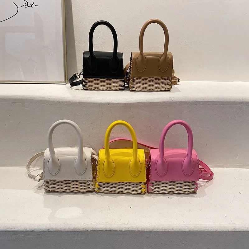 Mini Woman Straw Bag Luxury Summer Raffia Woven Handmade Handbags and Purses Rattan Beach Bag