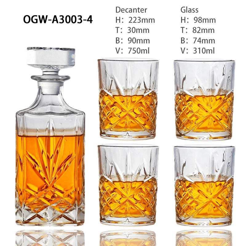 bulk glass decanter wholesale decanter cristal whiskey decanter and glass set 5 piece