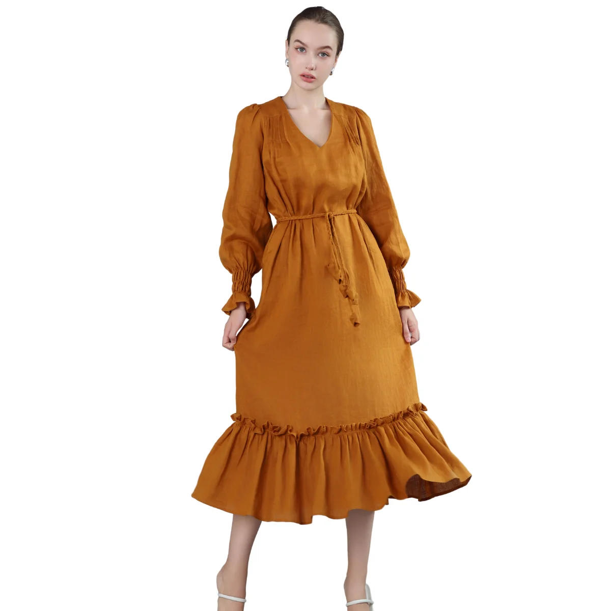 Dresses Women Linen Clothes 100% Linen Dress Natural 2024 Trend Lady Maxi Loose Long Elegant Summer Casual Dresses High Quality