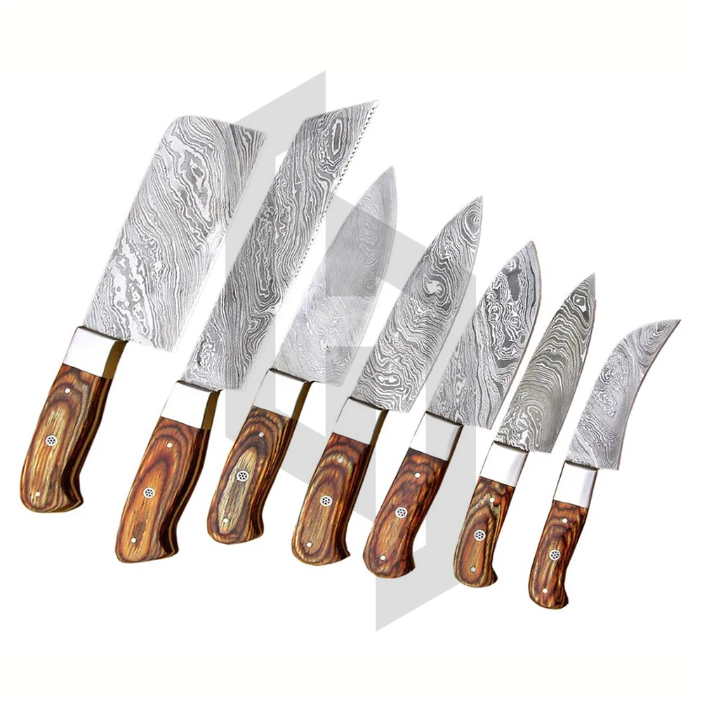 Набор ножей шеф-повара из дамасской стали ручной работы