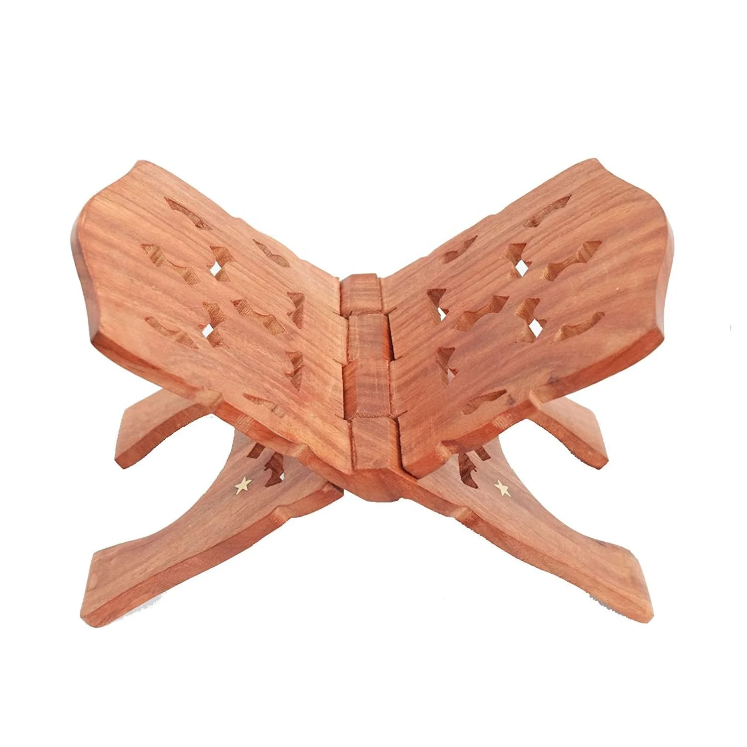 Wooden Book Stand 12 inches Foldable Solid Wood Holy Book Rest for Reading Sheesham Rehal Carved Handicraft Religious Gift Item