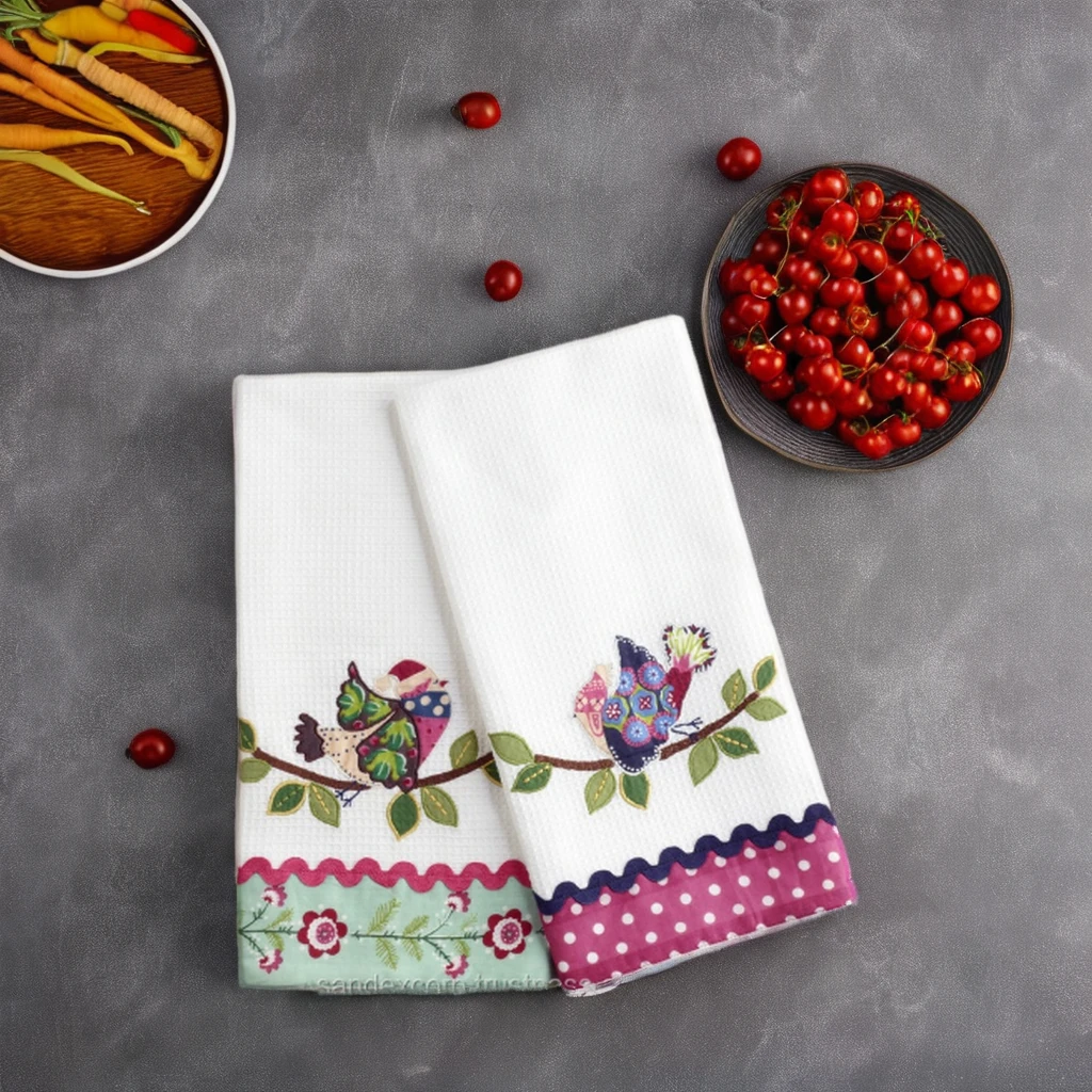 Вышивка хлопок Гольф блюдо кухонные полотенца с индивидуальным дизайном по заводской цене оптом в Индии.