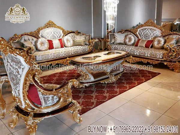 Indian Heavy Carved Design Sofa Set for Rich House French Style Hand Carved Living Room Set Italian Style Living Room Sofa Set