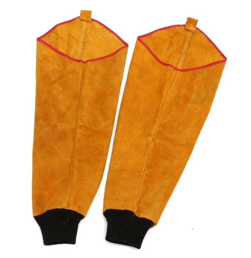 2022 Protective Heat Resistant Welding Sleeve Long Split Button Leather Arm Guard