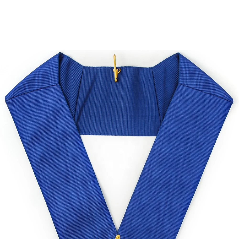 Masonic craft grand rank undress watermarked blue ribbon with gold trim and high quality for wearing