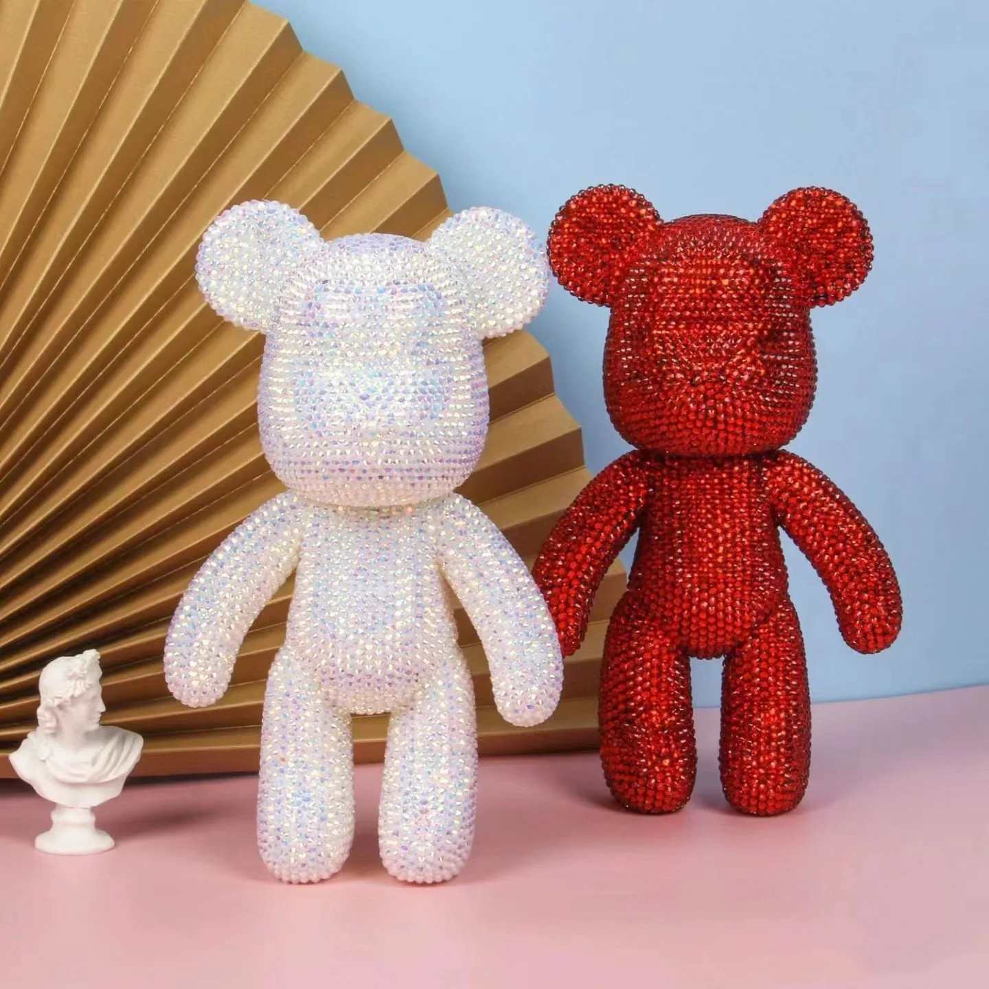 23cm Stick-on Crystals Bear Handmade DIY Inlaid with Violent White Body Fluid PVC Wholesale Supply