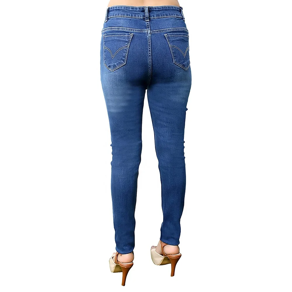 Wholesale jeans pants for women skinny pencil trousers vintage elastic women jeans pants in denim fabric 2024