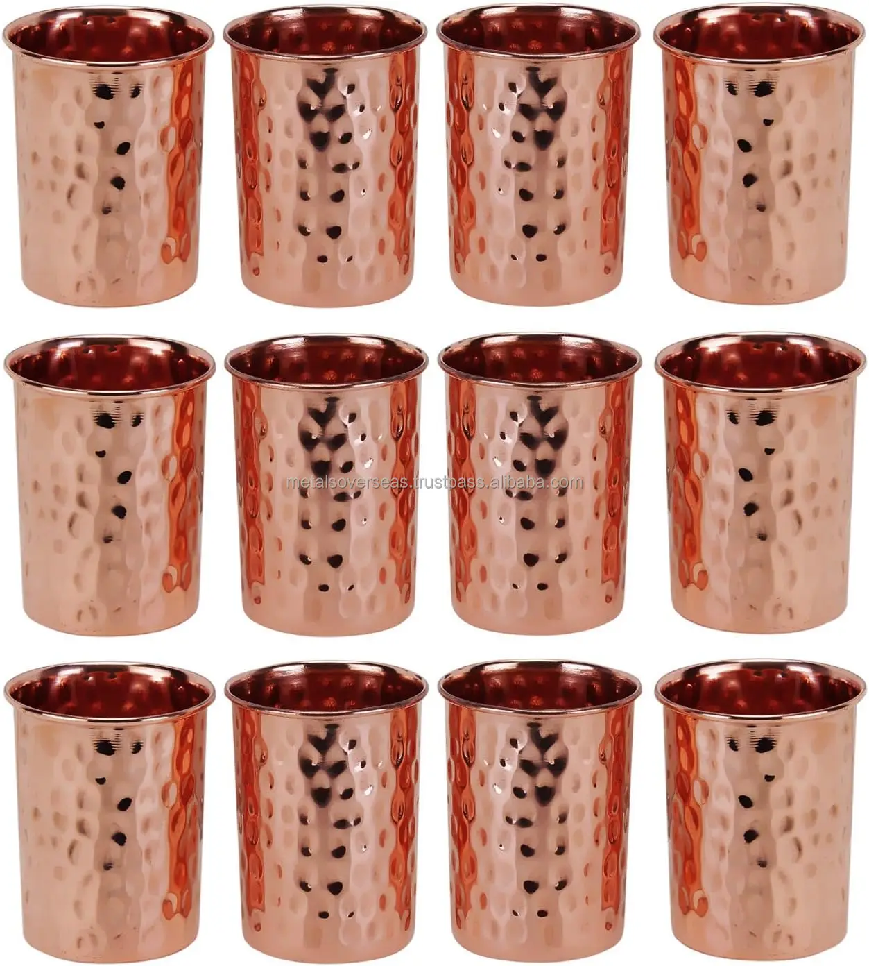 Customizable Pure Copper Hammered Moscow Mule Tumbler American-Style Glass Mugs with Handgrip Glossy Surface for Gift