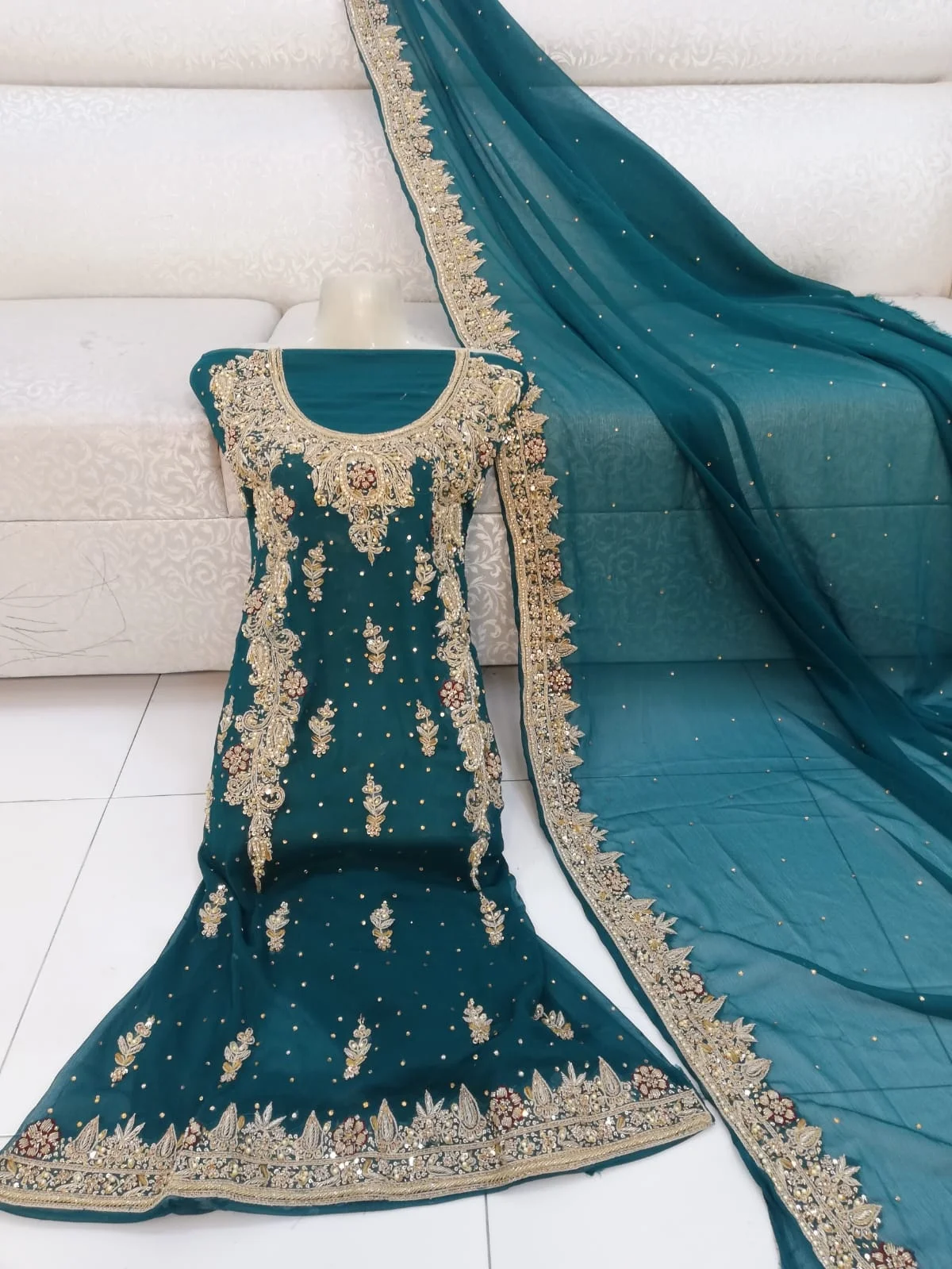 Salwar Kameez Suit Pakistani Indian Handwork Shalwar Wedding Chiffon Dress Hot Selling Dress 2022