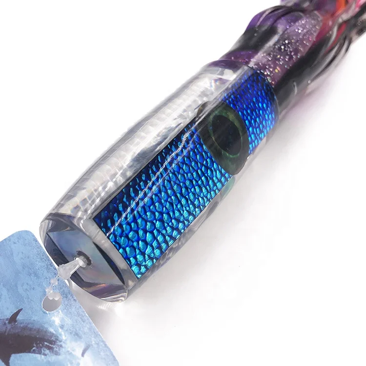 16inch Slant Resin Head with Douhle Soft Plastic Octopus Skirt Saltwater Tuna Fishing Lure