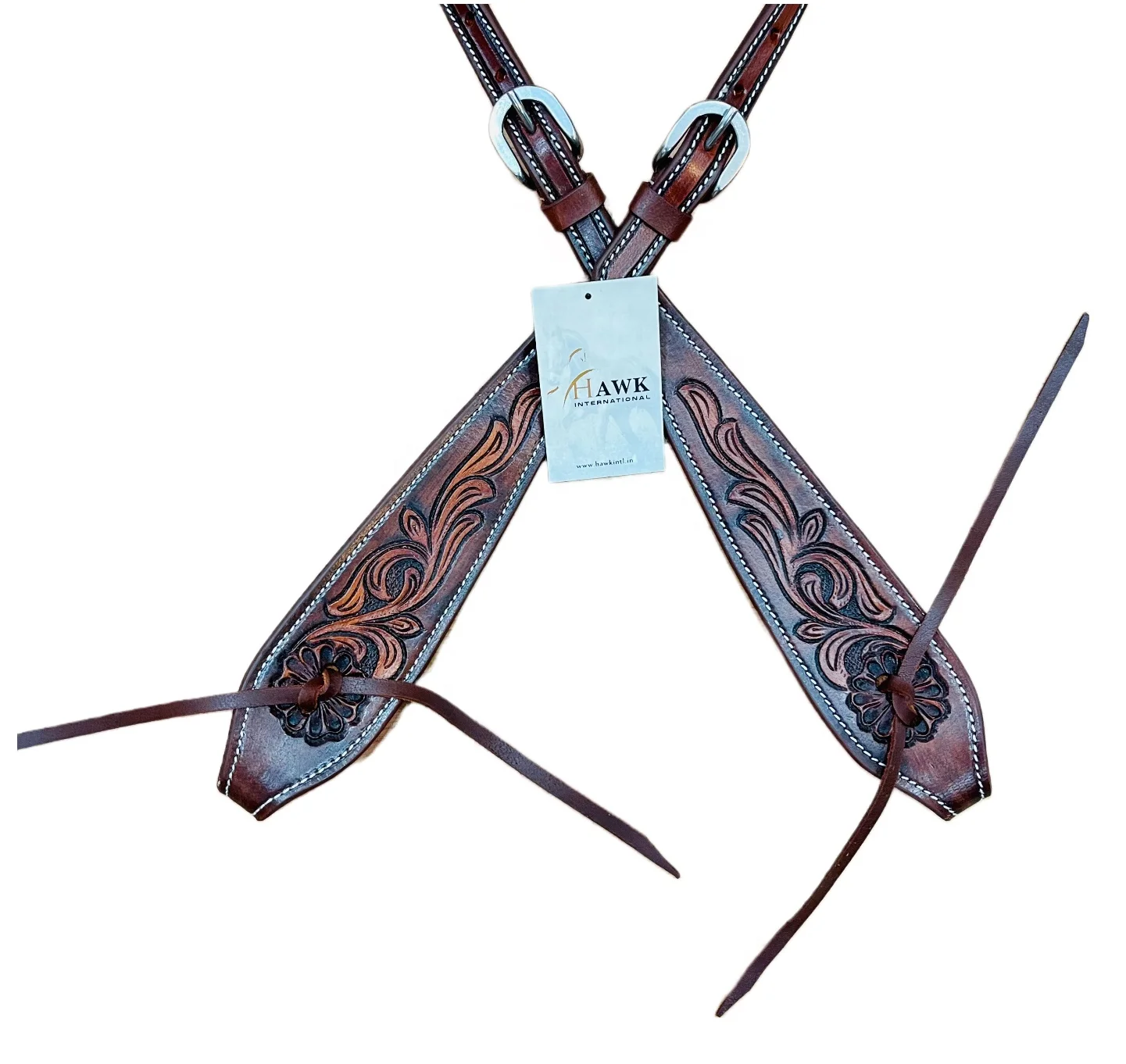 Premium Quality Leather Western Horse One Ear With Hand Carving Customised Design Headstall For Horse Riding At Affordable Price