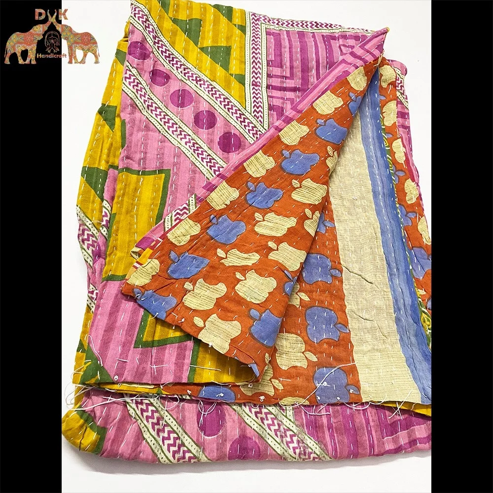 Двустороннее винтажное одеяло kantha Хлопковое оптовая продажа индийское ручной