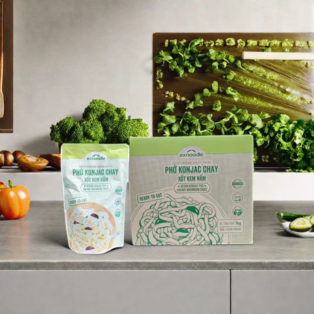 Best Ready-to-Eat Vegan Konjac Pho Instant Noodles from Vietnam Creamy Mushroom Sauce with Attractive Flavor Dry Food