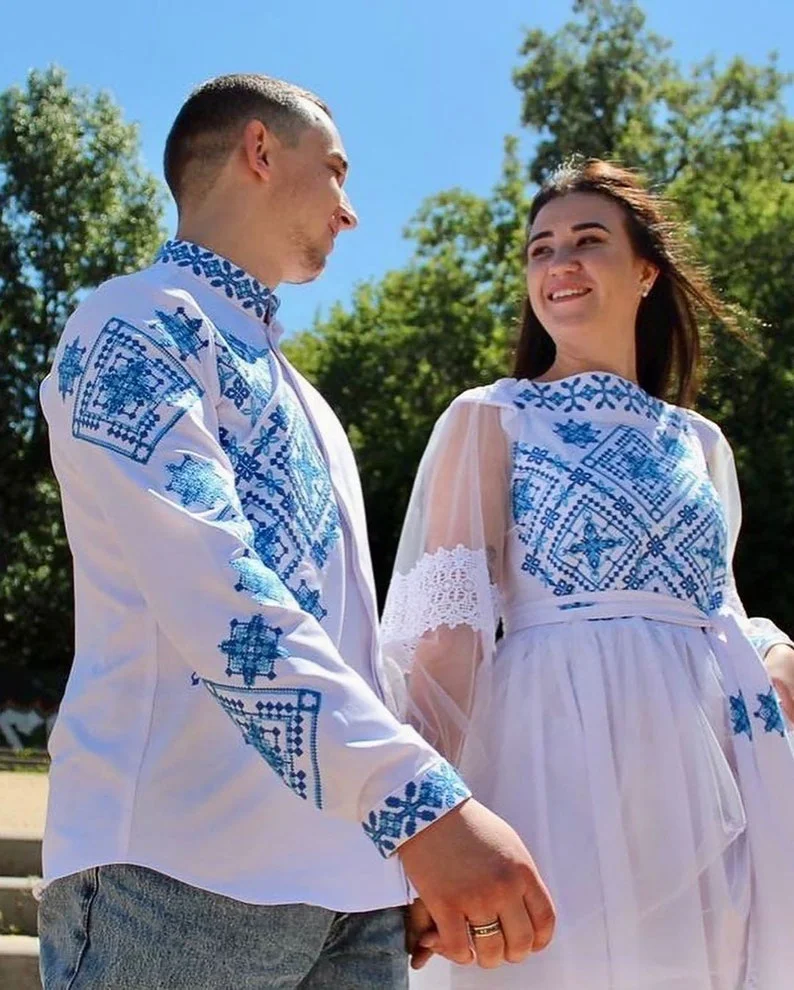 Украинское платье и рубашка Украинская одежда вышитый набор парной вышивки свадебная