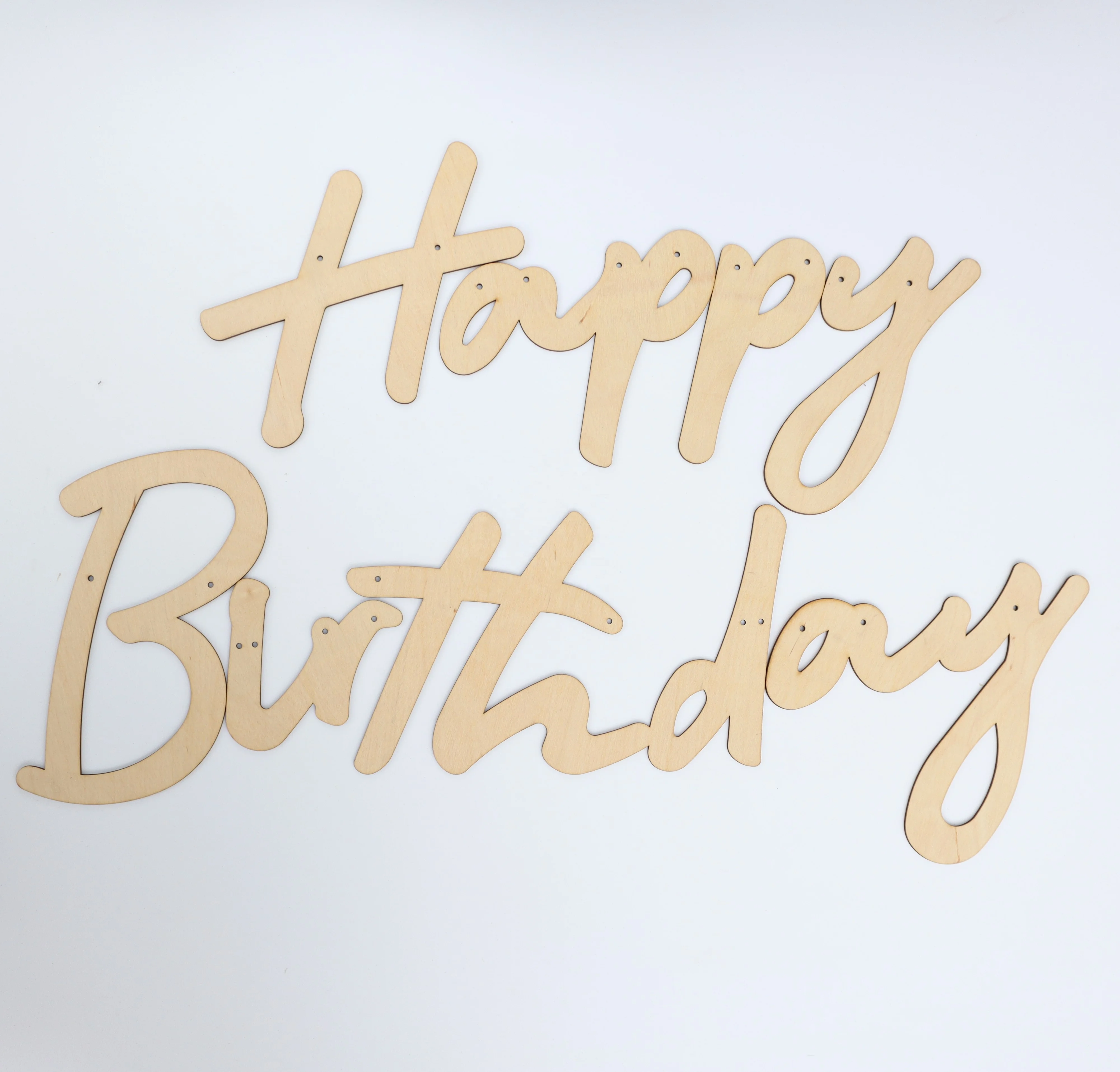 New Design Simple Letters Happy Birthday Acrylic Wall Stickers Decorative Letters Wood Sign Custom Decoration Word Blocks