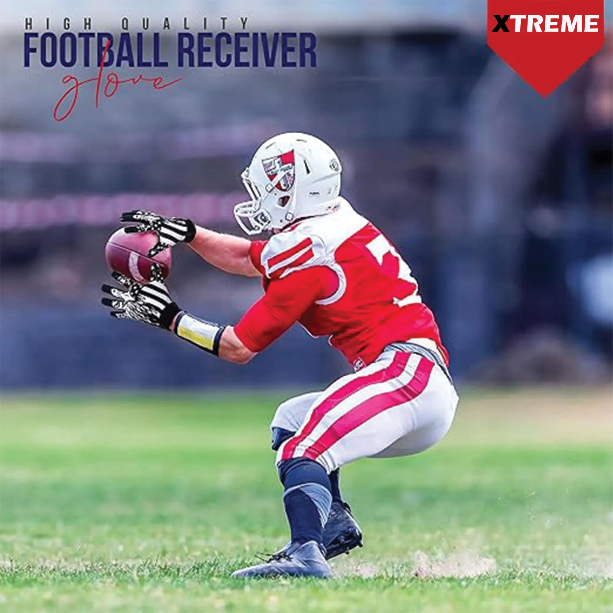 Wholesale Customized American Football Receiver Gloves Custom Logo And Design Fielding Gloves Cold Weather Rugby Gloves, OEM/ODM