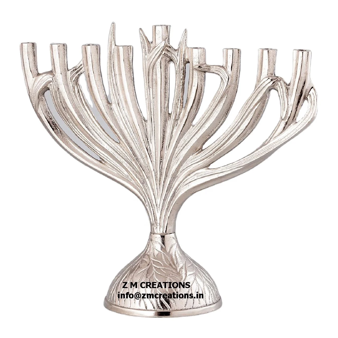 RELIGIOUS MENORAH CANDELABRA EMBOSSED DESIGN BRASS CANDLE HOLDER SEVEN CANDLESTICK MENORAH