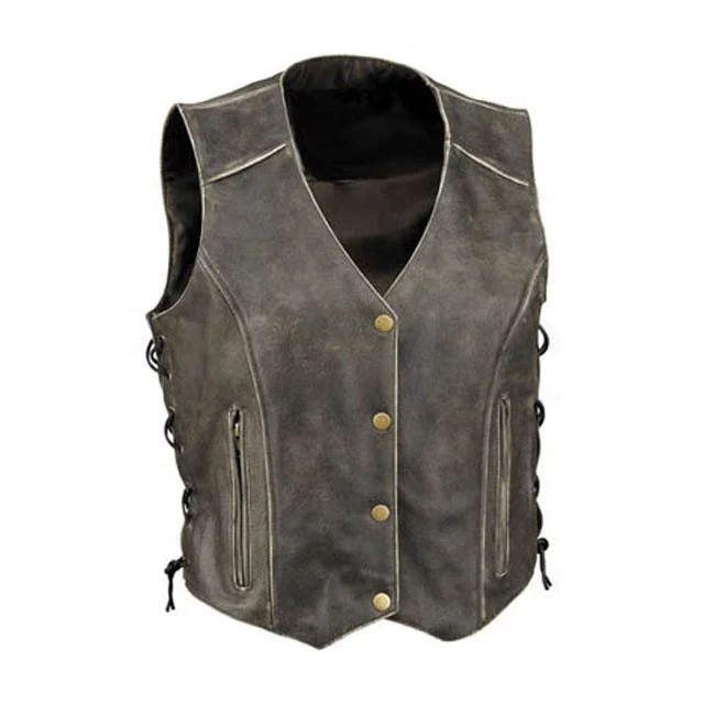 Causal Multi-pocket Sleeveless Oversize Top Utility Waistcoat Leather Biker Vest Men printed lining Riding Vest