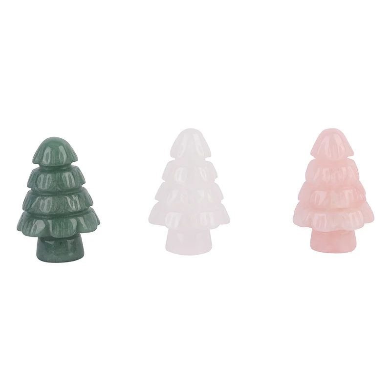 High Quality Natural Gemstone Hand Carving Crystal Christmas Tree for Decoration Gift