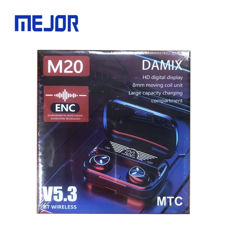 Damix digital display headphone AS-07 Powerbank Gaming earphone TWS Earbud M20 wireless game headset