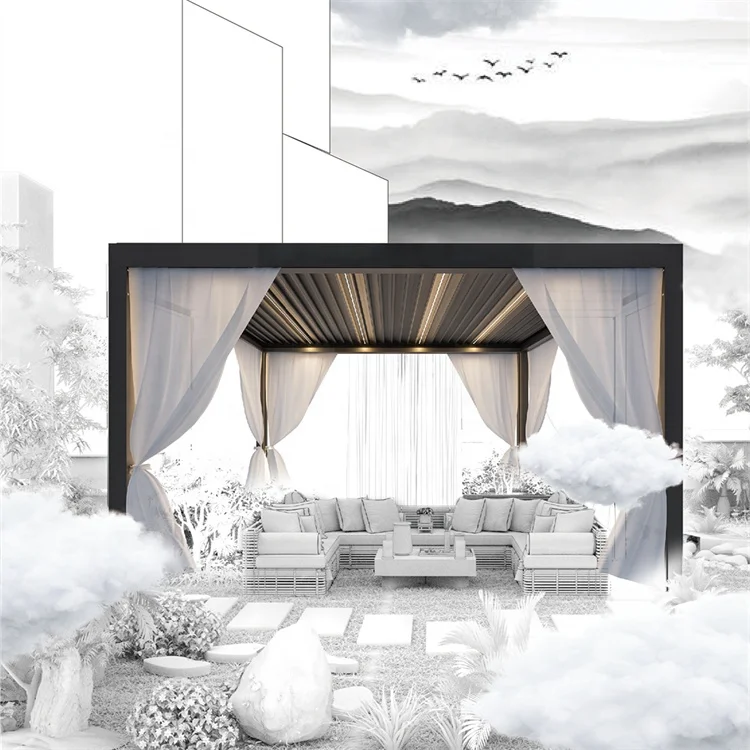 Motorized Garden Gazebo Pergola Aluminum Louver  Waterproof  Pergola Shade Alu Profile Bio Climatic Pergola