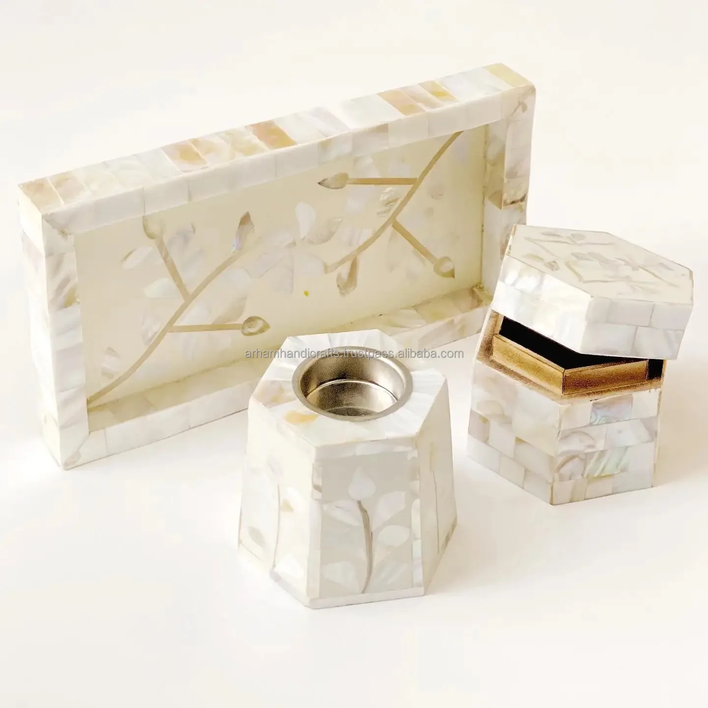 Best Quality Mother of Pearl Bakhoor Incense Burner Tray Set Incense Mubkhar Oud Mubkhara Box at low price by LUXURY CRAFTS