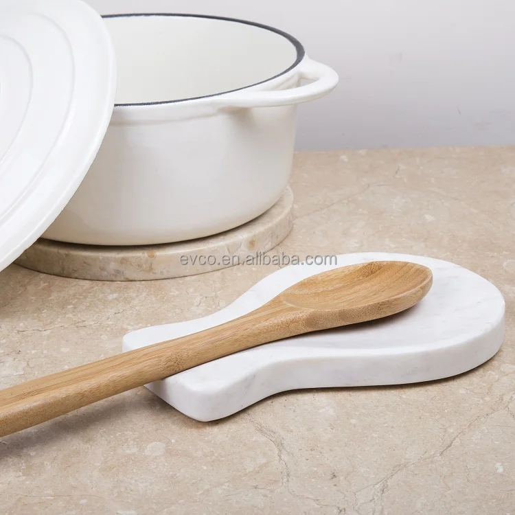Creamy White Marble Kitchen Spoon Rest Spoon Holder for Kitchen Counter