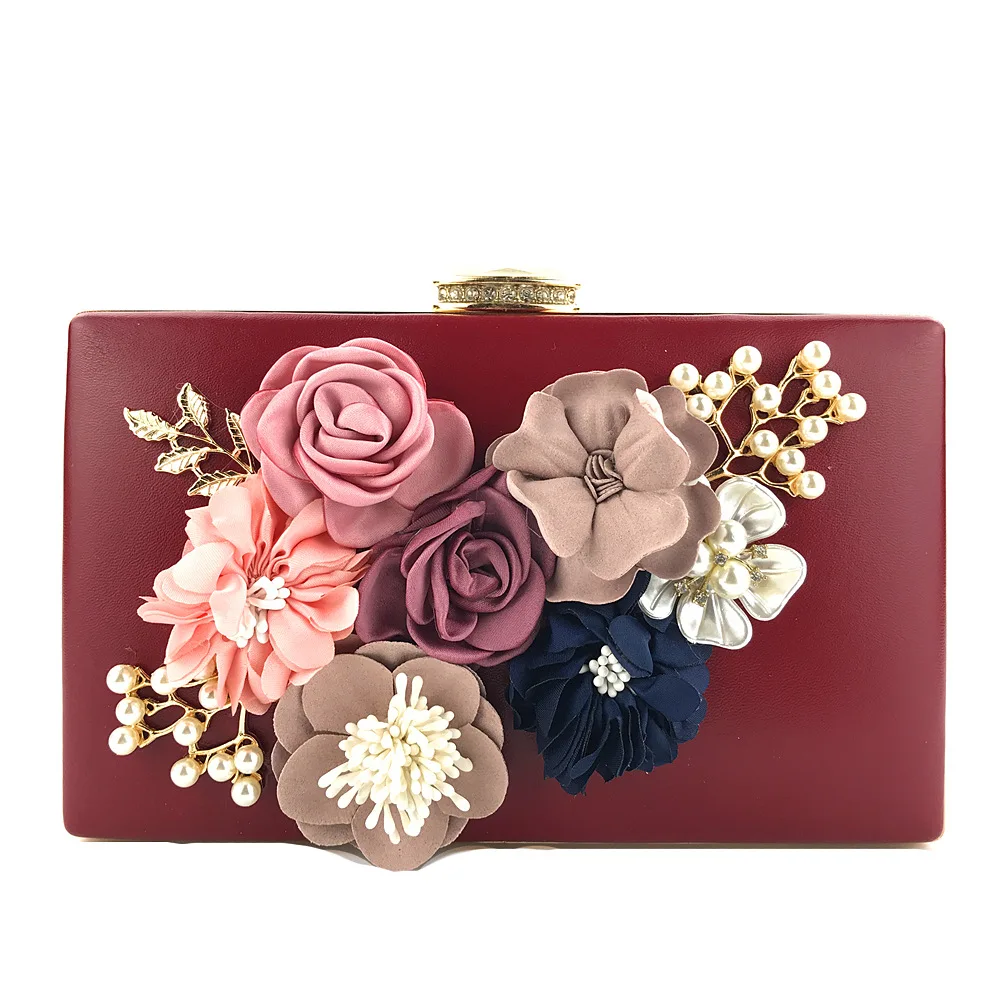 wholesale fashion flower chain clutch hand bags women purses luxury elegance evening party bags women handbags ladies 2021