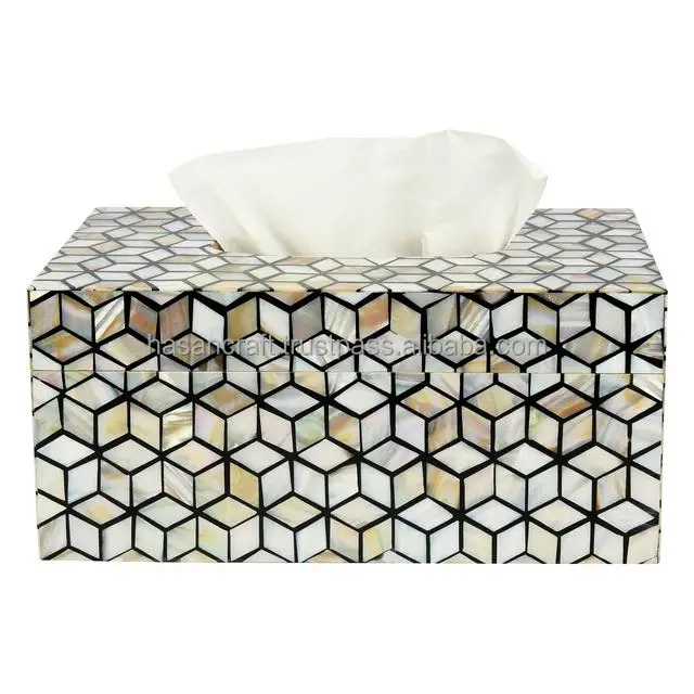 Mother Of Pear Tissue Box  Super Market Product Tissue Serving Box Classic Box Hot selling Product For Home Hotel And Restaurant