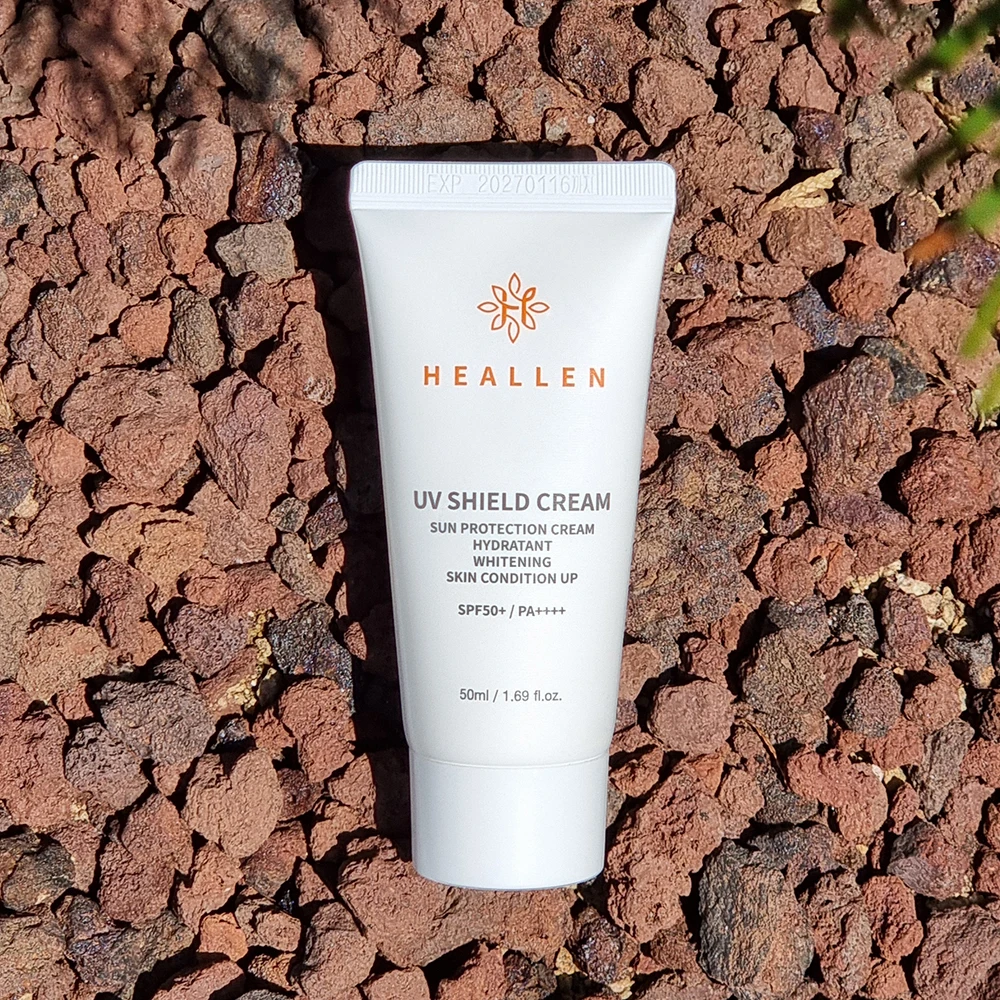 HEALLEN 50ml Korean Organic Mineral Vegan Sunscreen UV Shield Cream SPF 50+ PA+++++ Vegan and Eco-Friendly
