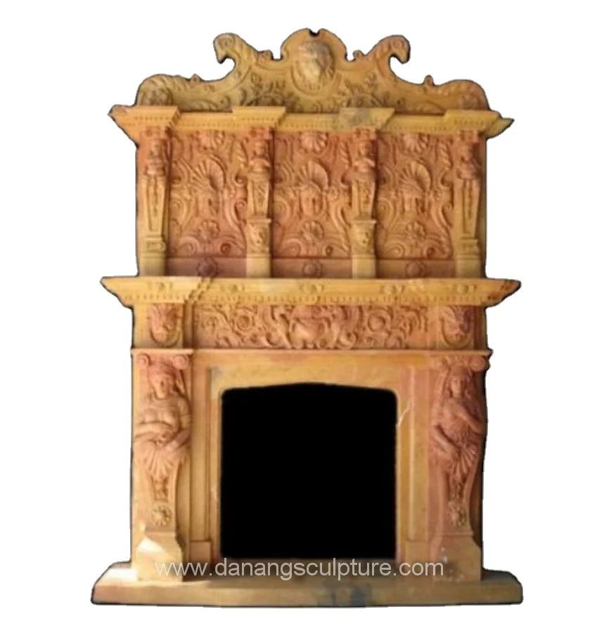 Камин ручной работы из натурального мрамора двухуровневый большой декоративный каменный каминный камин на заказ