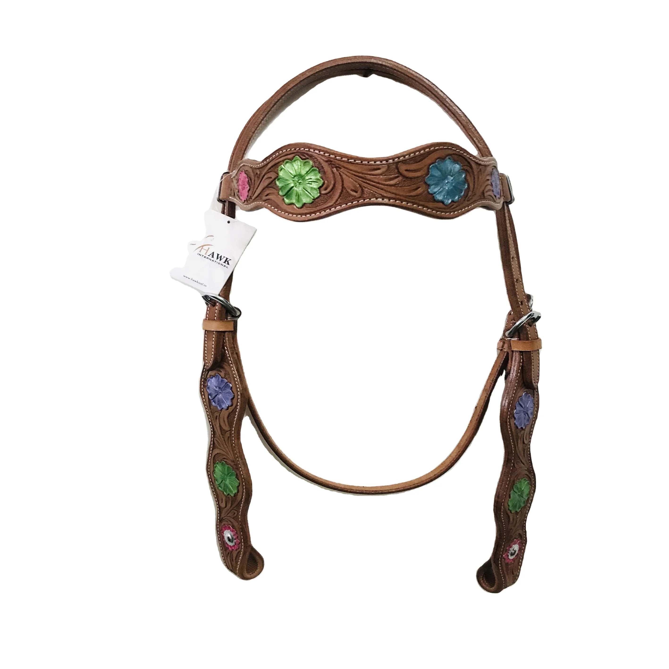 Premium Leather Western Headstall And Breast Collar Customised Horse Products Western Headstall Stitching On The Brown