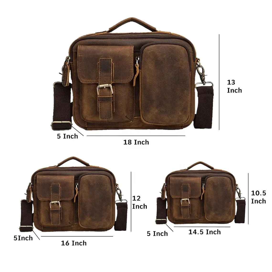 Crazy Horse Leather Laptop Bag Shoulder Laptop Briefcase For Men Handcrafted By Adimani, MacBook Office Executive Bag
