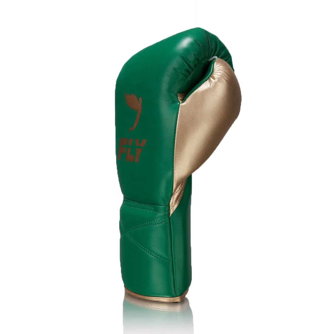 Top Seller Best Quality Leather Super lace Green/Gold Fly Boxing Gloves Professional Martial Arts Training Fly Boxing Gloves